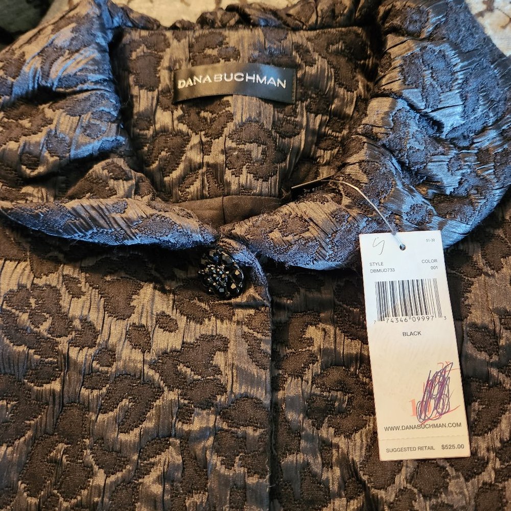 $525 NWT DANA BUCHMAN BLACK FLOCKED JACKET SIZE 10